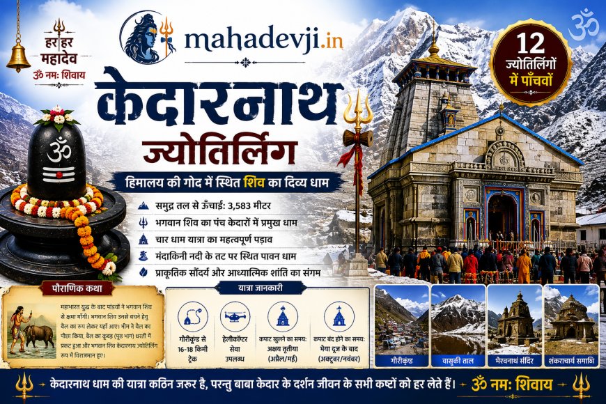 केदारनाथ ज्योतिर्लिंग – इतिहास, कथा, दर्शन, यात्रा गाइड और धार्मिक महत्व