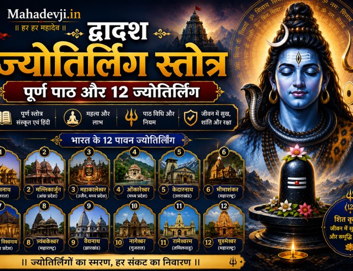 द्वादश ज्योतिर्लिंग स्तोत्र: पूर्ण पाठ और 12 ज्योतिर्लिंग | Mahadevji.in
