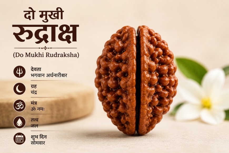 दो मुखी रुद्राक्ष: लाभ, पहनने के नियम, पहचान, मंत्र, कीमत और सम्पूर्ण जानकारी