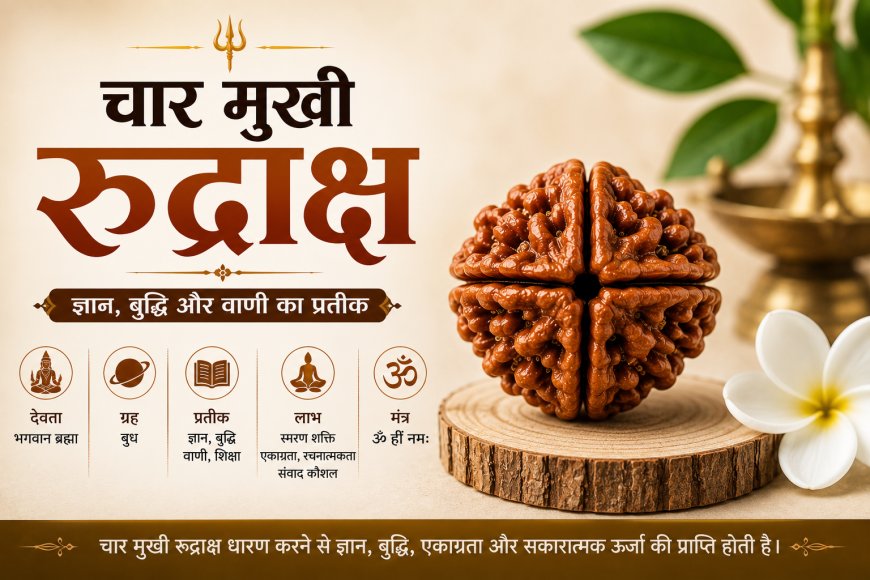 चार मुखी रुद्राक्ष: लाभ, पहनने के नियम, पहचान, मंत्र, कीमत और सम्पूर्ण जानकारी