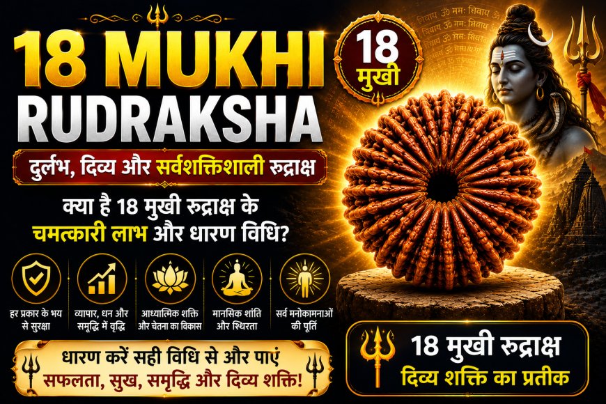 18 मुखी रुद्राक्ष के लाभ, महत्व और धारण विधि | Mahadevji.in